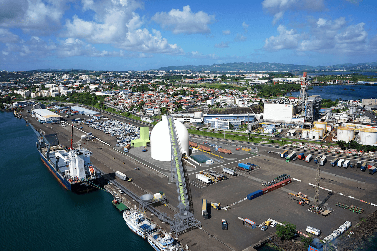 Dôme de stockage biomasse, port de Jarry, Guadeloupe